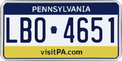 PA license plate LBO4651