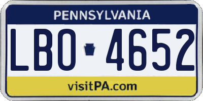 PA license plate LBO4652