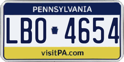 PA license plate LBO4654