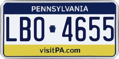 PA license plate LBO4655