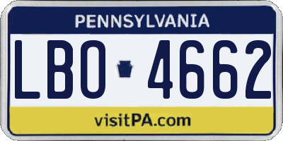 PA license plate LBO4662