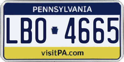 PA license plate LBO4665