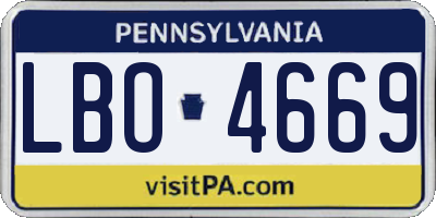 PA license plate LBO4669