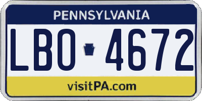 PA license plate LBO4672