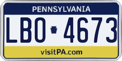 PA license plate LBO4673