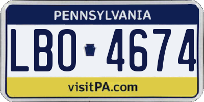 PA license plate LBO4674