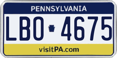 PA license plate LBO4675