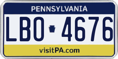 PA license plate LBO4676