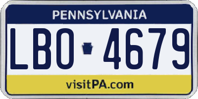 PA license plate LBO4679
