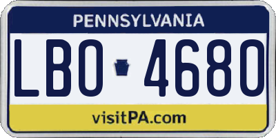 PA license plate LBO4680