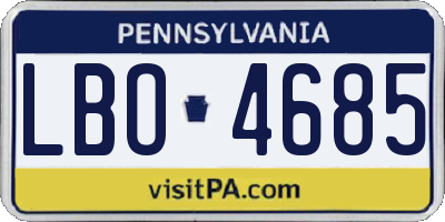 PA license plate LBO4685