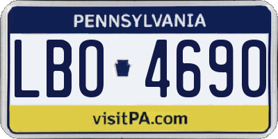 PA license plate LBO4690