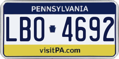 PA license plate LBO4692