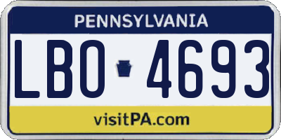PA license plate LBO4693