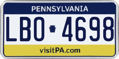 PA license plate LBO4698