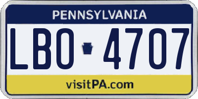 PA license plate LBO4707