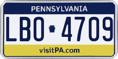 PA license plate LBO4709