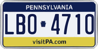PA license plate LBO4710