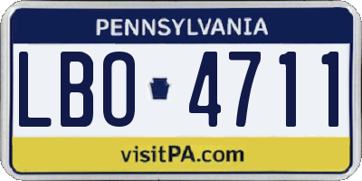 PA license plate LBO4711