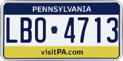 PA license plate LBO4713