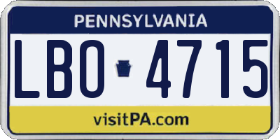 PA license plate LBO4715