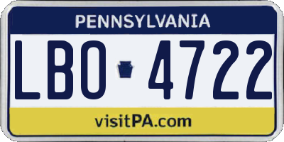 PA license plate LBO4722