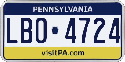 PA license plate LBO4724