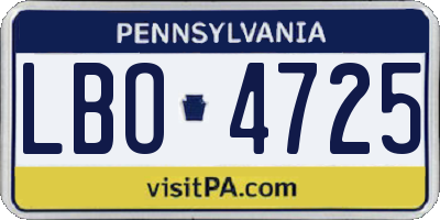 PA license plate LBO4725