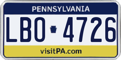 PA license plate LBO4726