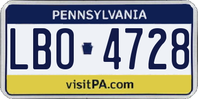 PA license plate LBO4728