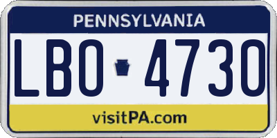 PA license plate LBO4730