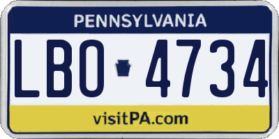 PA license plate LBO4734