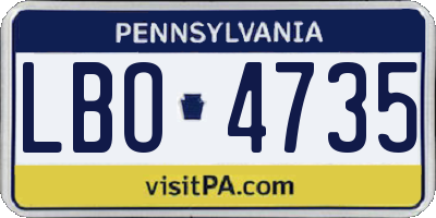 PA license plate LBO4735