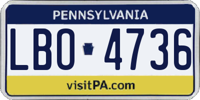PA license plate LBO4736