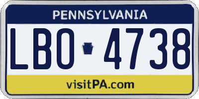 PA license plate LBO4738