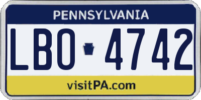PA license plate LBO4742