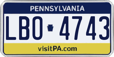 PA license plate LBO4743