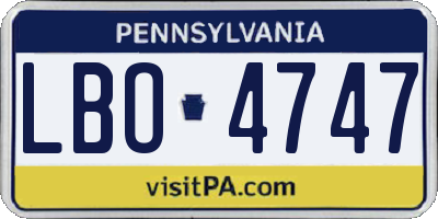 PA license plate LBO4747