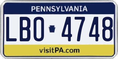 PA license plate LBO4748