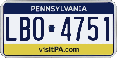 PA license plate LBO4751