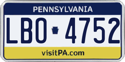 PA license plate LBO4752
