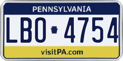 PA license plate LBO4754