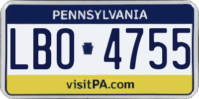 PA license plate LBO4755