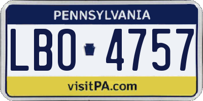 PA license plate LBO4757