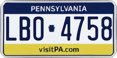 PA license plate LBO4758