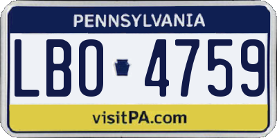 PA license plate LBO4759
