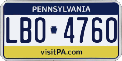 PA license plate LBO4760