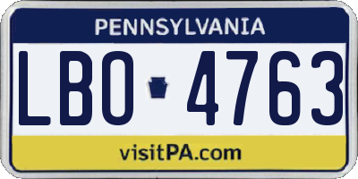 PA license plate LBO4763