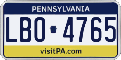 PA license plate LBO4765