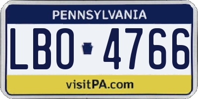 PA license plate LBO4766